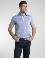 Light blue microprint polo