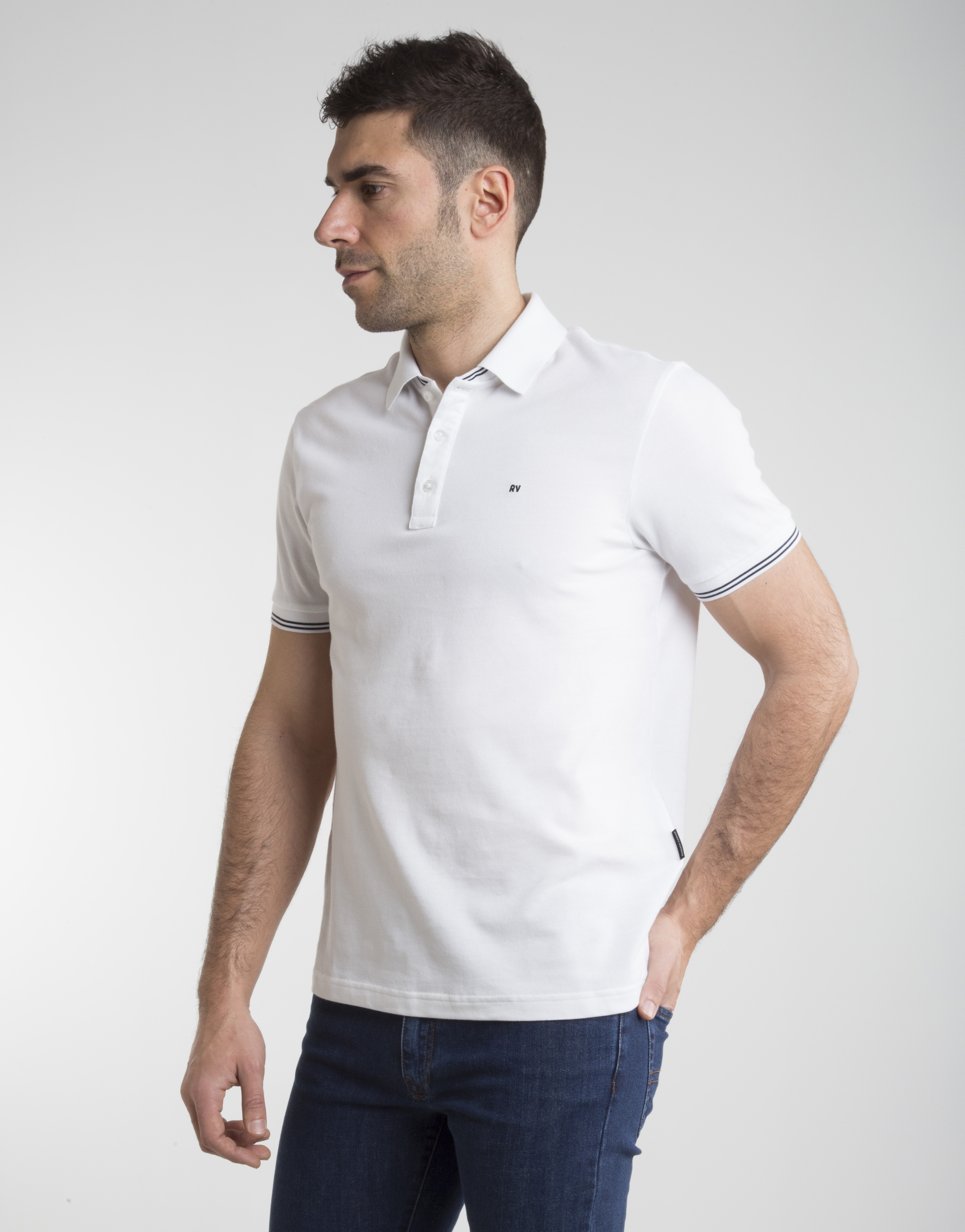 Contrasting white pique polo