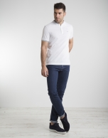 Contrasting white pique polo