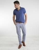 Contrasting blue pique polo