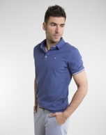 Contrasting blue pique polo