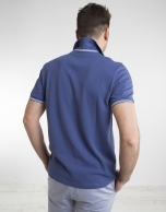 Contrasting blue pique polo