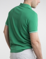 Contrasting green pique polo