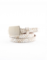 Beige embossed snakeskin belt 