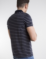 Navy blue and ivory striped polo 