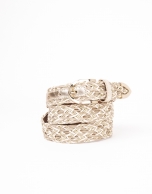 Beige braided leather belt