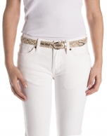 Beige braided leather belt