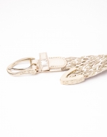 Beige braided leather belt