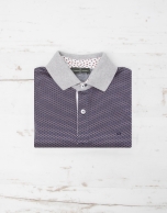 Navy blue polo with pink print