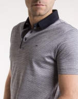 Navy blue /beige microprint polo