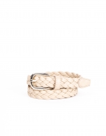 Stone colored, braided leather belt 