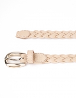 Stone colored, braided leather belt 