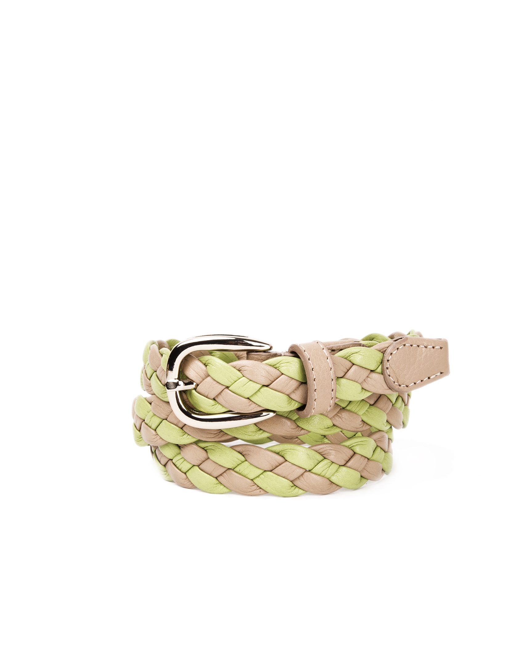 Green braided leather belt 