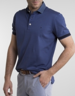 Navy blue polo with jean collar