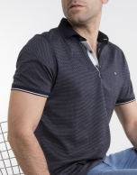 Navy blue polo with  microdots