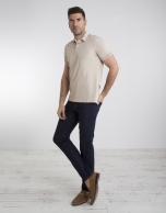 Polo pique beige contraste beige