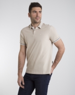 Polo pique beige contraste beige