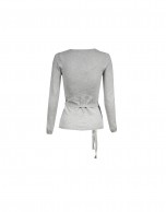 Deep v-neck long sleeve light grey pullover