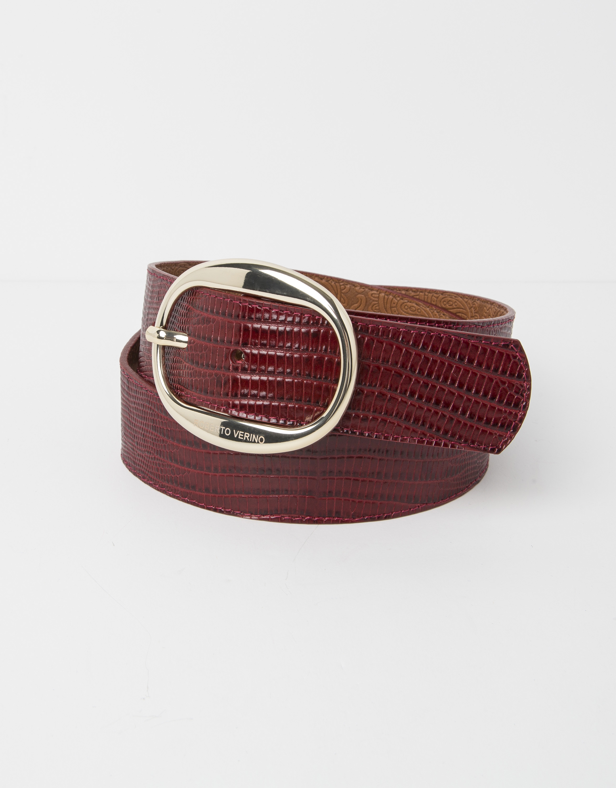 Red embossed belt