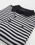 Navy blue/white striped polo