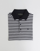 Navy blue/white striped polo