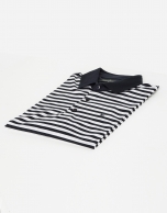 Navy blue/white striped polo