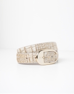 Beige embossed leather belt