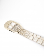 Beige embossed leather belt