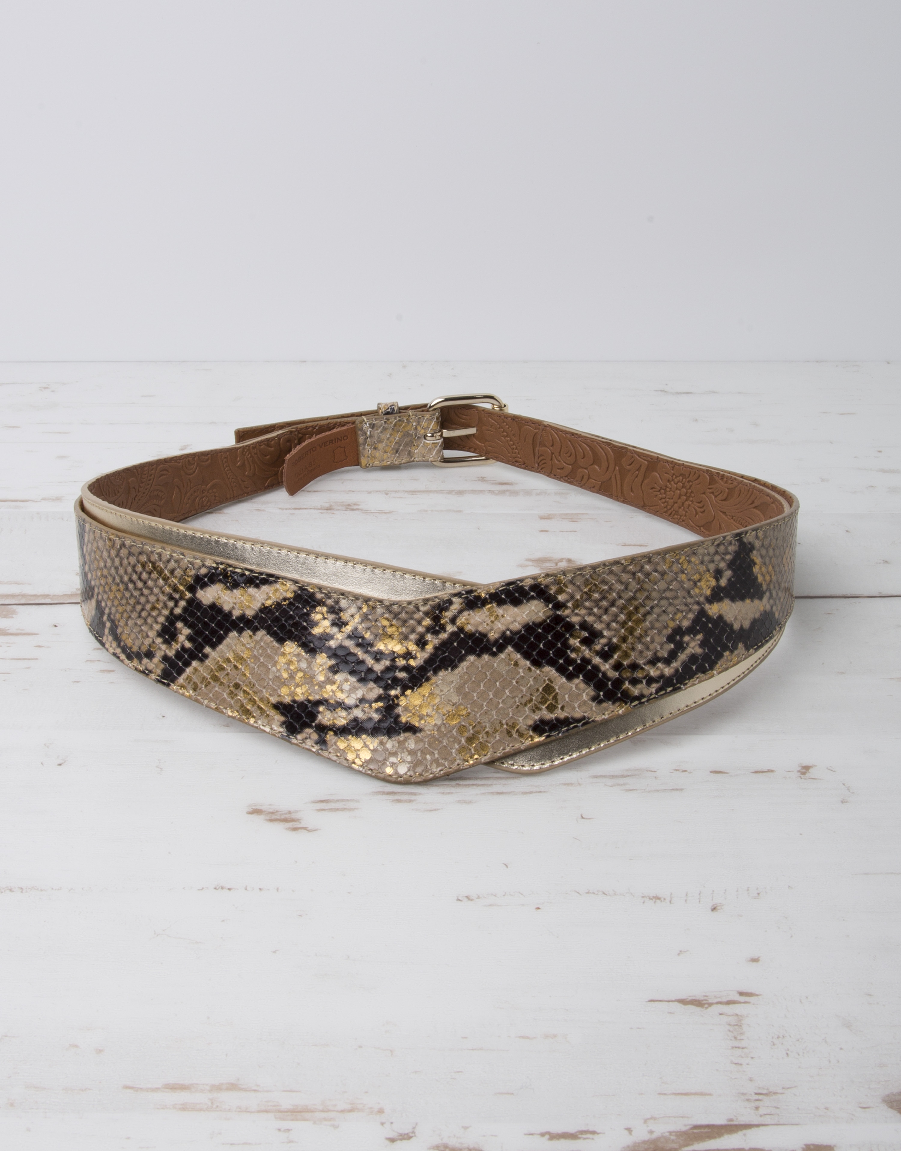 Gold snakeskin belt