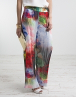 Floral print pleated pants