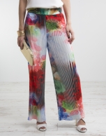 Floral print pleated pants