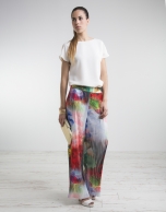 Floral print pleated pants