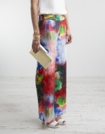 Floral print pleated pants