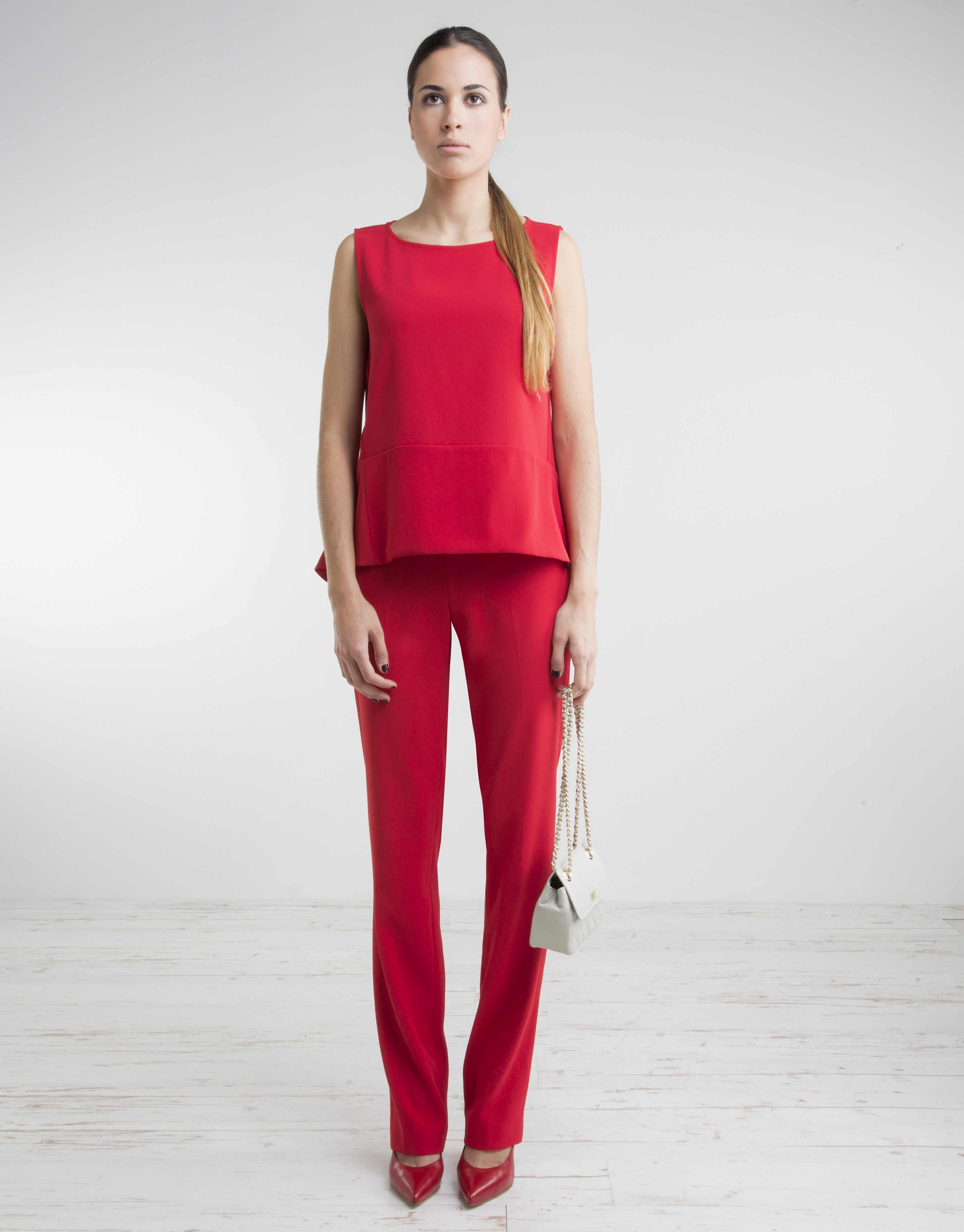 Red pants with wide waist