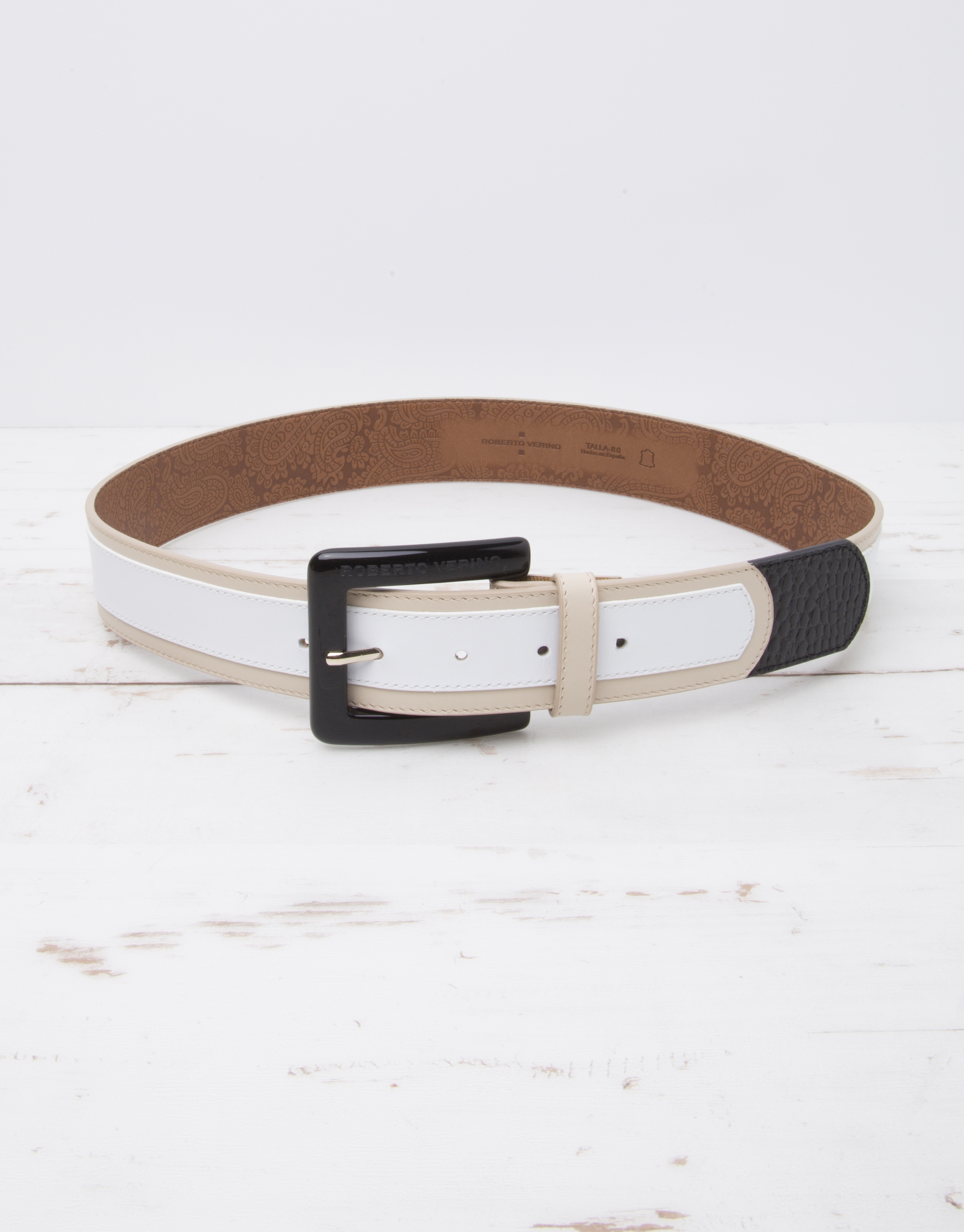 White leather belt