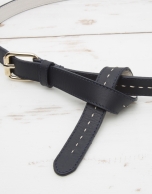 Navy blue leather belt