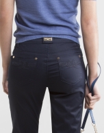 Navy blue pants with five pockets