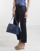 Navy blue pants with five pockets