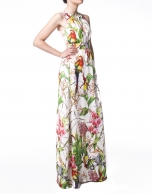 Long parrot print dress