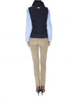 Midnight blue quilted vest with fur collar 