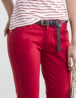 Red stretch pants