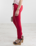 Red stretch pants