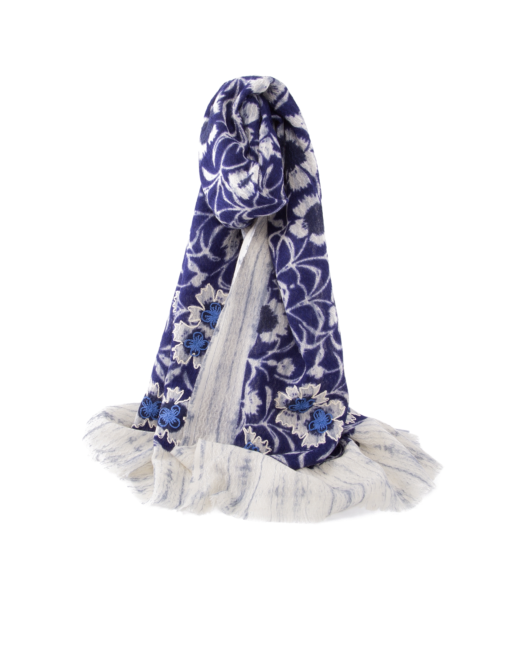 Foulard bordado azul