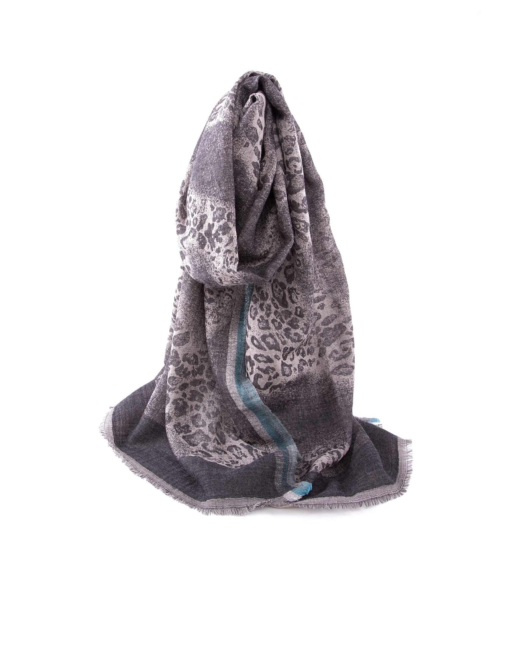 Foulard print animal gris