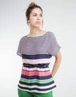 Pink striped loose blouse