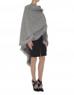 Beige tassel knit poncho 