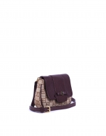 TAMARA TAN: Tan and beige RV jacquard and cowhide shoulder bag 