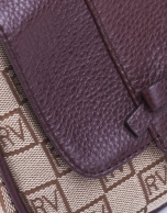 TAMARA TAN: Tan and beige RV jacquard and cowhide shoulder bag 