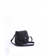 TAMARA BLACK: Black RV jacquard and cowhide shoulder bag