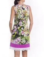 Print dress with trim at hem